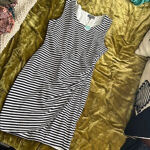 Market & Spruce Black and White Striped Mini Dress